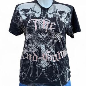 Y2K Xzaiver The End Game - “The Beginning Of The End” Cyber Skull Black T Shirt